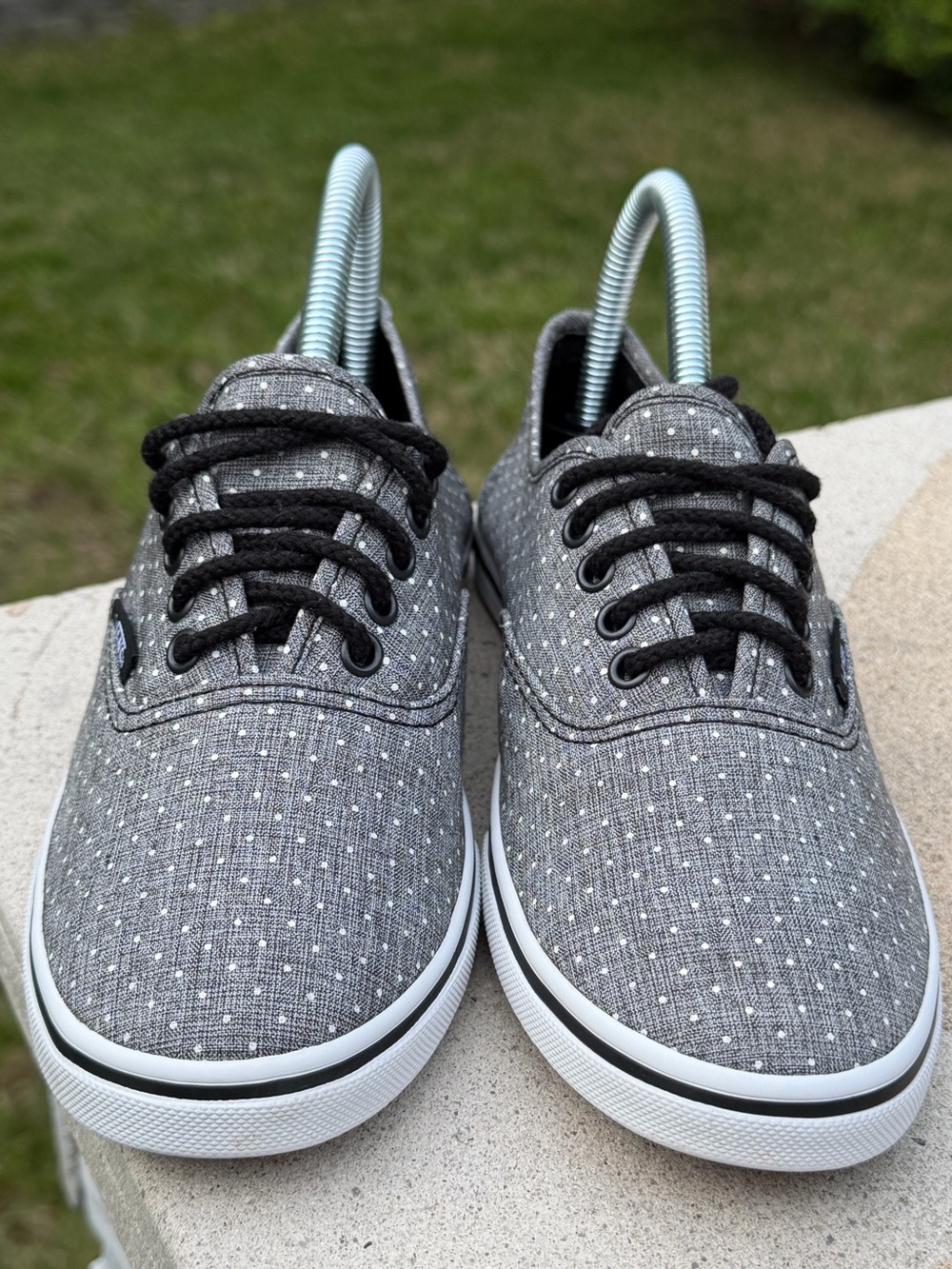W7 Gray and White Polka Dot Vans Like New!!